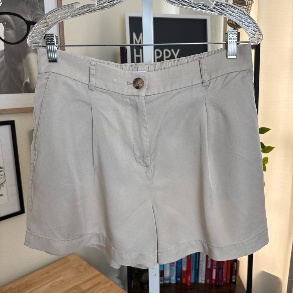 LOFT Women’s The Washed Twill Khaki Shorts With Elastic Back Size 10 - Picture 2 of 7